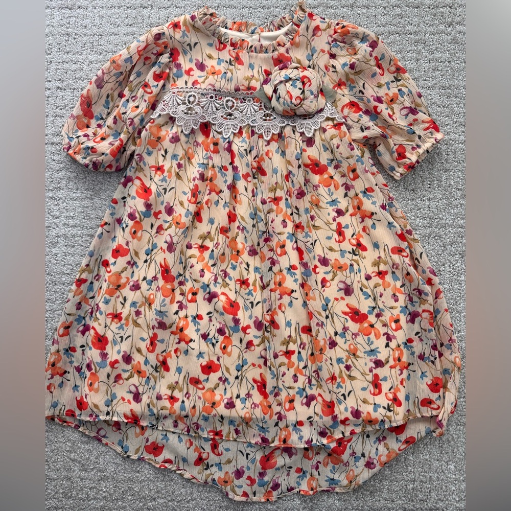 Bonnie Jean Floral Dress with Lace Accent Girls Size 5